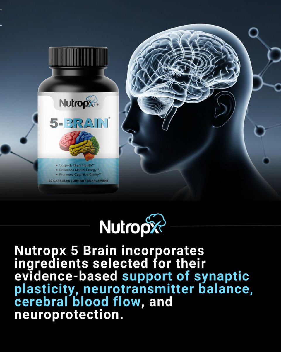nutropx's tweet image. Harness the power of cutting-edge neuroscience. 5 Brain is meticulously formulated to support your brain's inherent capabilities for focus, memory, and clarity. Discover the difference science makes. Link in bio to explore 5 Brain. 💡 #Nutropx 
#5Brain