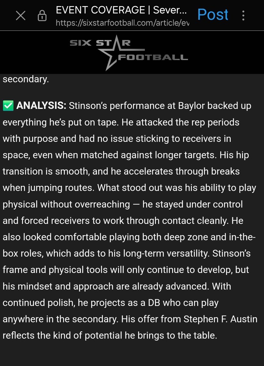 Terrell “TJ” Stinson (@terrell_stinson) on Twitter photo Thank you <a href="/sixstarfootball/">Six Star Football | PLUS+</a> for the recognition, blessed to have my talents recognized at the <a href="/BUFootball/">Baylor Football</a> camp. <a href="/CoachPowledge/">Matthew Powledge</a>
<a href="/HHSstrength/">Hitchcock Strength</a> <a href="/Jay_Havs/">Coach Jacob W. Havron</a> <a href="/ChubbyJones1/">Lloyd Jones</a> <a href="/CoachG_Gtz/">Geno Gutierrez</a> <a href="/Stretchright/">Craig Smith</a> <a href="/HoustonHero713/">Mike West🤘🏾</a> <a href="/Jalil_Johnson21/">Jalil Johnson</a> <a href="/HURDjunior/">Toney Hurd Jr.</a> Thank you <a href="/sixstarfootball/">Six Star Football | PLUS+</a> for the recognition, blessed to have my talents recognized at the <a href="/BUFootball/">Baylor Football</a> camp. <a href="/CoachPowledge/">Matthew Powledge</a>
<a href="/HHSstrength/">Hitchcock Strength</a> <a href="/Jay_Havs/">Coach Jacob W. Havron</a> <a href="/ChubbyJones1/">Lloyd Jones</a> <a href="/CoachG_Gtz/">Geno Gutierrez</a> <a href="/Stretchright/">Craig Smith</a> <a href="/HoustonHero713/">Mike West🤘🏾</a> <a href="/Jalil_Johnson21/">Jalil Johnson</a> <a href="/HURDjunior/">Toney Hurd Jr.</a>