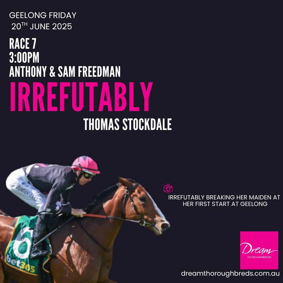 Dream Thoroughbreds (@livethedreamnow) on Twitter photo We #livethedreamnow at <a href="/GeelongRaceClub/">Geelong Racing Club</a> this afternoon on a SOFT 6 rated track with a clear winters day ahead
3YO HELLBENT filly IRREFUTABLY is a winner at the track and in HVY conditions. She's second up today after finding the line strongly when drawn wide first up We #livethedreamnow at <a href="/GeelongRaceClub/">Geelong Racing Club</a> this afternoon on a SOFT 6 rated track with a clear winters day ahead
3YO HELLBENT filly IRREFUTABLY is a winner at the track and in HVY conditions. She's second up today after finding the line strongly when drawn wide first up