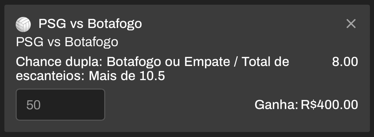 400 NO SEU BOLSO OU DINHEIRO DE VOLTA 🫵🏼

To dentro dessa odd 8  

Se der red seu dinheiro volta

Link nos comentarios 👇🏻