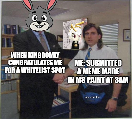 Moin Khan (@khan__moin) on Twitter photo Dropped my finest 3AM MS Paint meme featuring <a href="/MegalioETH/">Megalio ∑:</a> and <a href="/KingdomlyApp/">Kingdomly 🏰</a> mascots 😎
If this doesn’t secure a whitelist spot… idk what will 😂
#megaliocontest Dropped my finest 3AM MS Paint meme featuring <a href="/MegalioETH/">Megalio ∑:</a> and <a href="/KingdomlyApp/">Kingdomly 🏰</a> mascots 😎
If this doesn’t secure a whitelist spot… idk what will 😂
#megaliocontest