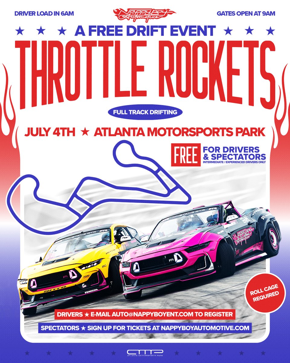 NappyBoyAuto's tweet image. SURPRISE! DRIFTERS and SPECTATORS we are throwing you a FREE Drift Event at Atlanta Motorsports Park on the 4th of July. That’s right….we said FREE. It’s our way of saying thank you to everyone for all the love 🙏🏿 -&amp;gt; NappyBoyAutomotive.com to sign up for tickets!
-From Hert &amp;amp;…
