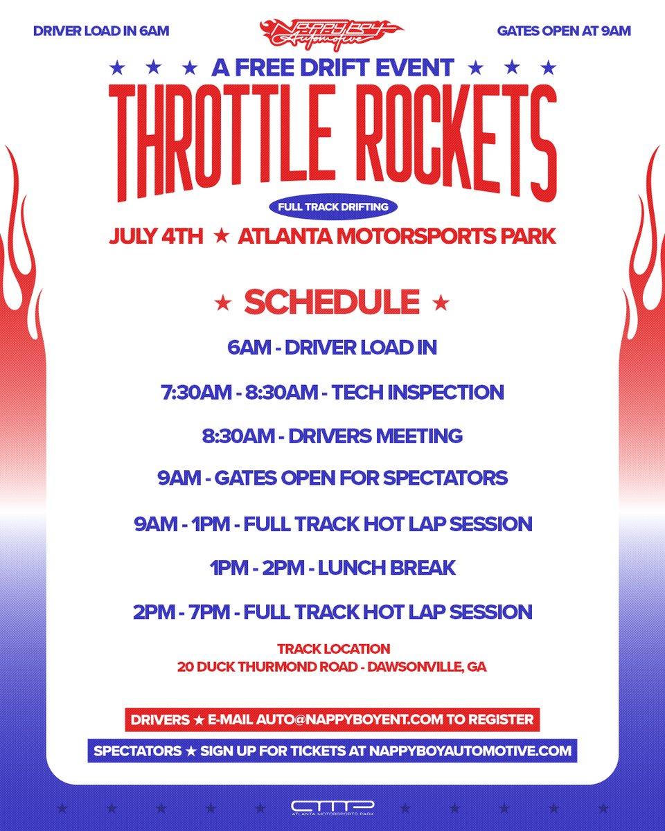 NappyBoyAuto's tweet image. SURPRISE! DRIFTERS and SPECTATORS we are throwing you a FREE Drift Event at Atlanta Motorsports Park on the 4th of July. That’s right….we said FREE. It’s our way of saying thank you to everyone for all the love 🙏🏿 -&amp;gt; NappyBoyAutomotive.com to sign up for tickets!
-From Hert &amp;amp;…