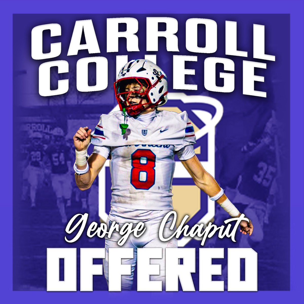 St. Vincent de Paul College Prep Football (@svhs_fb) on Twitter photo Congratulations to <a href="/chaput_george/">George Chaput</a> for receiving an offer from Carroll College!
<a href="/FootballCarroll/">Carroll College Football</a> | <a href="/CoachBroderickT/">Broderick Thomas</a> <a href="/BrunkDenis/">Denis Brunk</a> <a href="/SmithOkesa/">Okesa Smith</a> Congratulations to <a href="/chaput_george/">George Chaput</a> for receiving an offer from Carroll College!
<a href="/FootballCarroll/">Carroll College Football</a> | <a href="/CoachBroderickT/">Broderick Thomas</a> <a href="/BrunkDenis/">Denis Brunk</a> <a href="/SmithOkesa/">Okesa Smith</a>