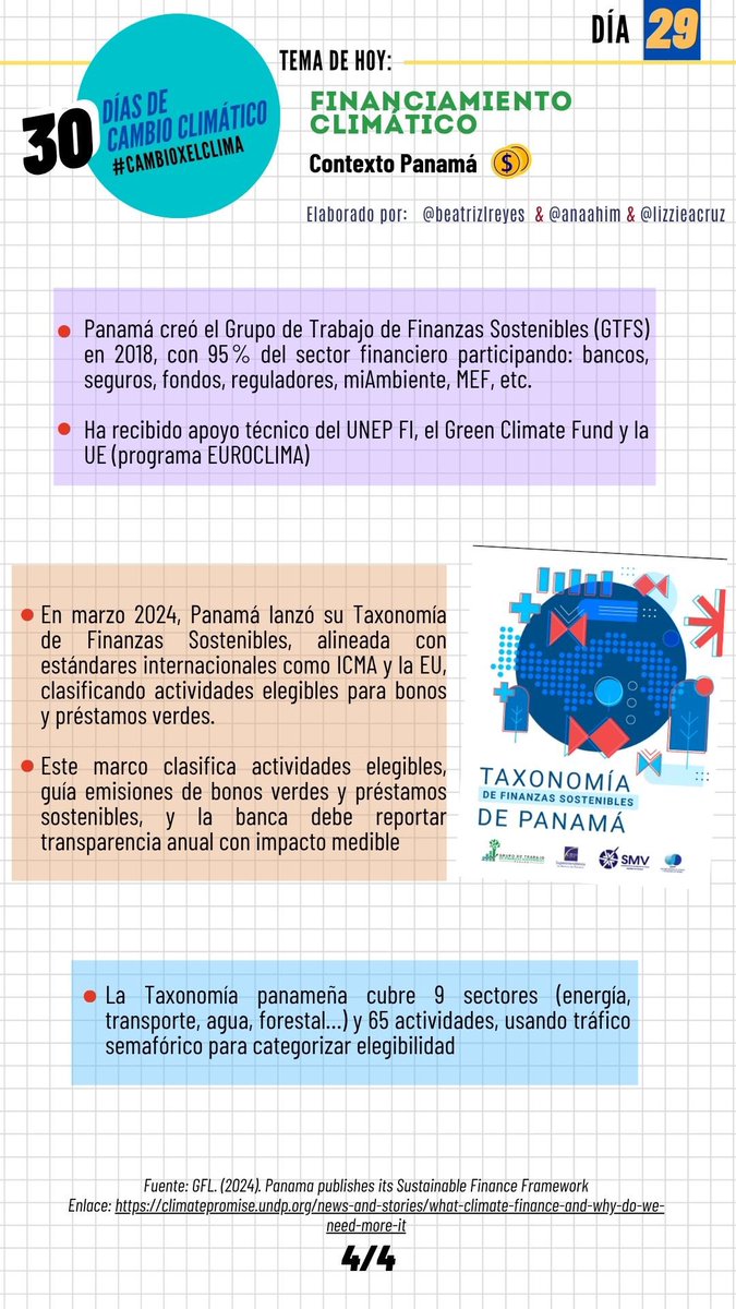 Día 29 Financiamiento Climático / Contexto Global y  Panamá 

🌡️⛈️🌎
#CambioXElClima 
#AcciónClimática 
#AcuerdoDeParís 
#Sostenibilidad