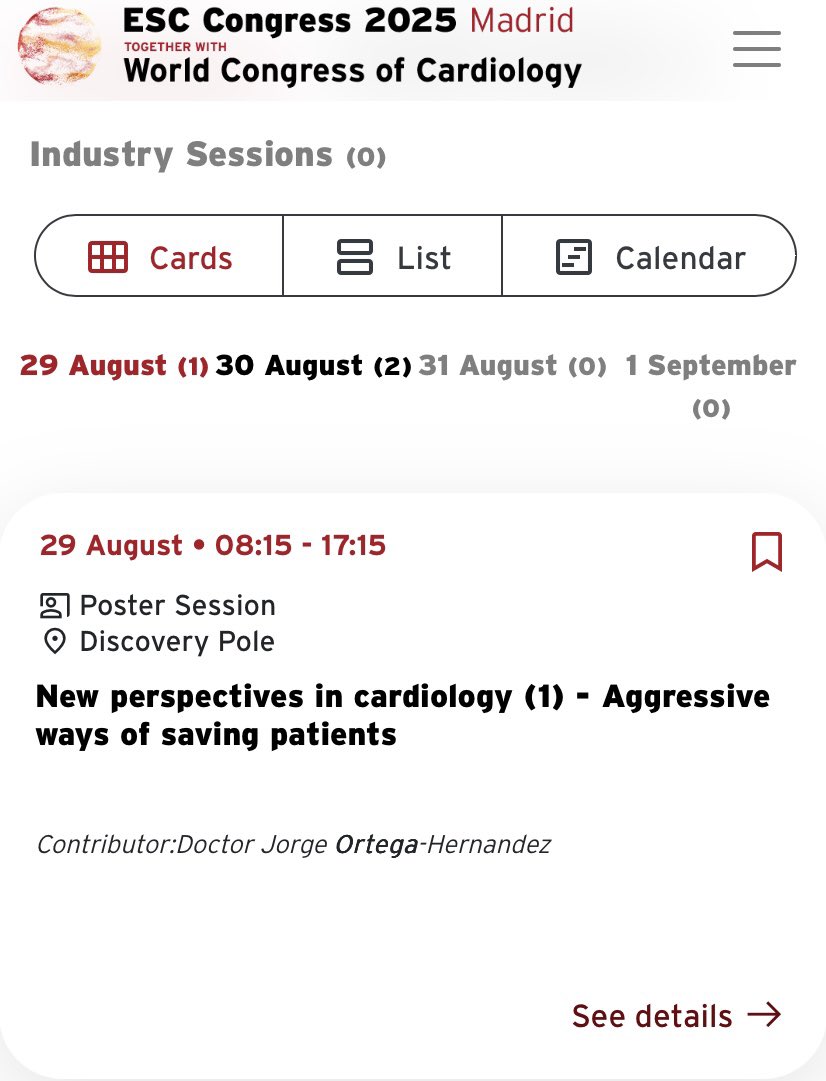Jorge A Ortega Hdz, FESC (@jorgeheartshock) on Twitter photo Love my session title of the #ESC2025 congress, look forward to the opportunity to share our perspectives in #cardiogenicshock management 🫀⚡️ Love my session title of the #ESC2025 congress, look forward to the opportunity to share our perspectives in #cardiogenicshock management 🫀⚡️