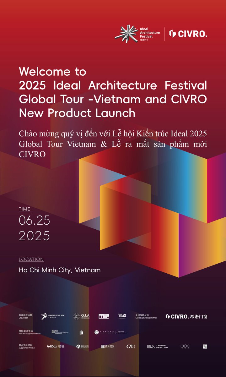 CIVROGroup's tweet image. CIVRO x VDAS x IAF Vietnam 🇻🇳
On 25 June, join us at Park Hyatt Saigon for a design forum like no other! Featuring VDAS President Mr. Ho Tan Duong and cutting-edge solutions in doors, windows &amp;amp; façades.
#CIVRO #IAF2025 #VDAS #VietnamDesign #BuiltOnTrust