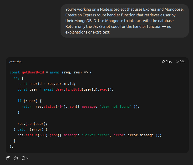 AbogoNono's tweet photo. Combine system instructions + contextual cues for precise results.
Example:
🛠️ "You're working on a Node.js project..." (context)
⚙️ "Return only the JavaScript code..." (system)
📦 Result: Clean, focused code without extra fluff.
@alx_africa #alx_aidev #Abo #AIprompting #DevTips https://t.co/FfFnnRZ9tD
