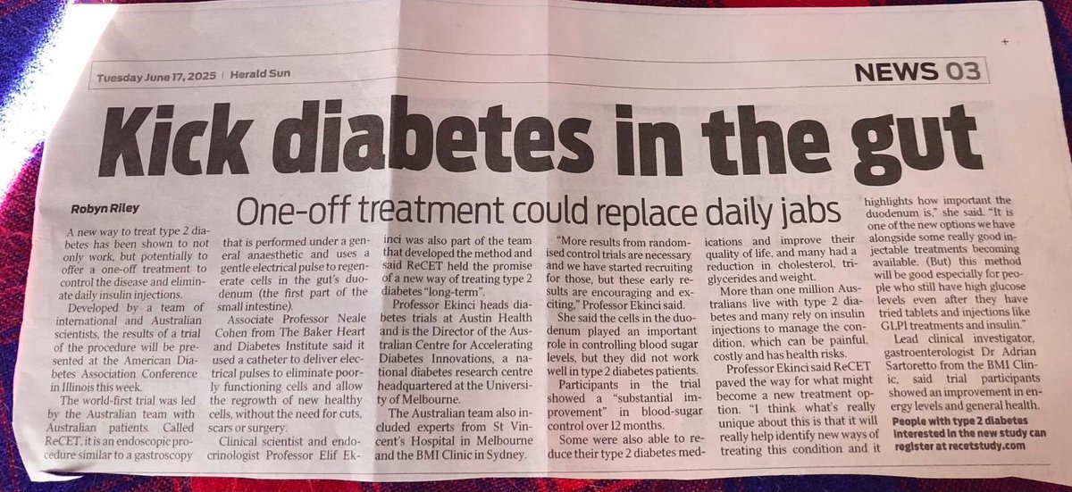 Prof_AJ_Jenkins's tweet image. Pleased to be part of this study and ongoing research as an investigator at St Vincent’s and Baker. Looking forward to results of next study phase. Thanks to all trial participants and trial site teams and industry.