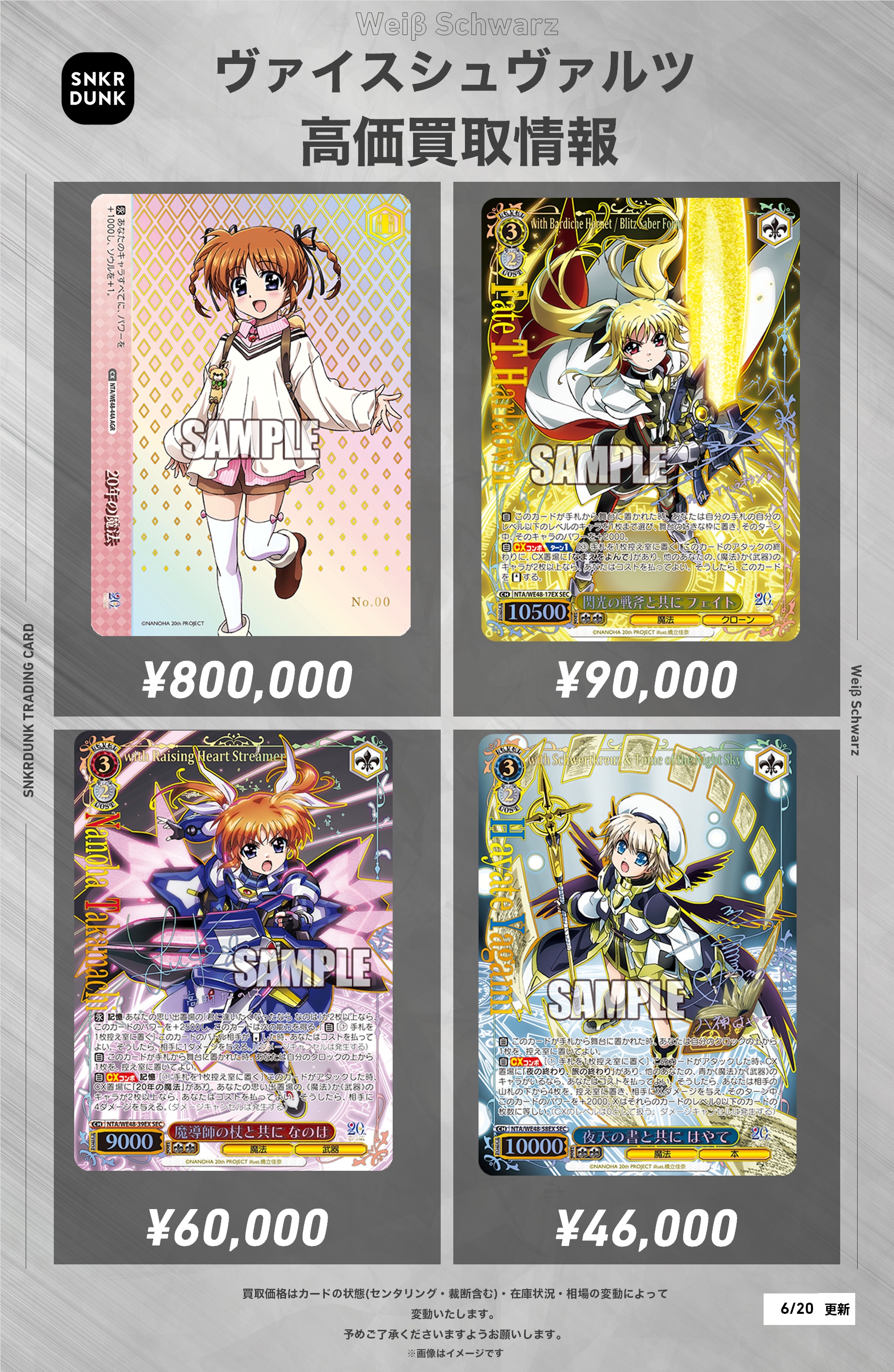 【12月スーパーSALE 15%OFF】 ヴァイス なのは20th SEC サイン 魔導師の杖と共に なのは ヴァイスシュヴァルツ