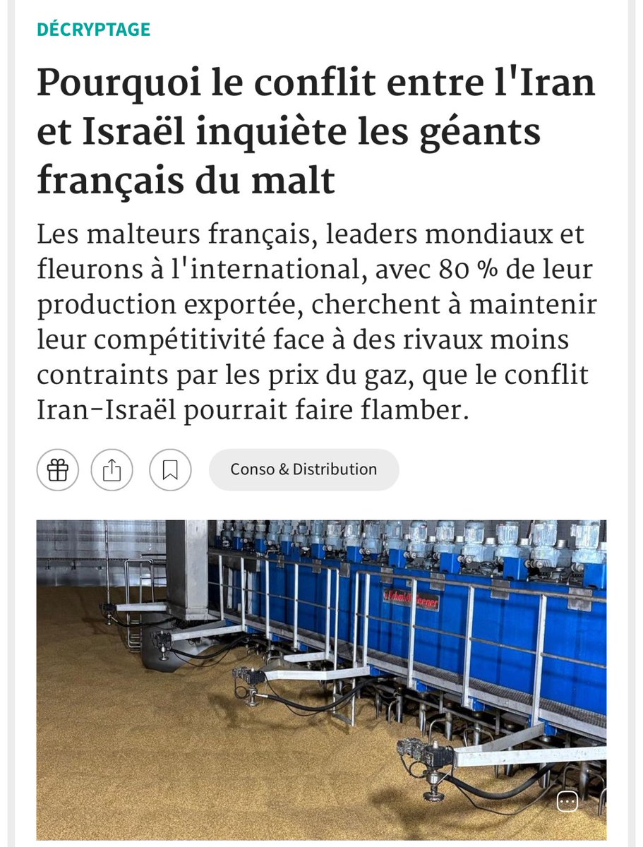 BegonThomas's tweet photo. RvP 4️⃣articles du jour (20/06)⤵️
✅Des #fermes moins familiales, plus grandes, moins de vaches et plus de colza : la grande mutation de l #agriculture française ✔️ https://t.co/DS4WtKEYBy
✅conflit Iran/Israël inquiète les géants français du #malt ✔️https://t.co/JnWHOoW73B https://t.co/cPKCc3jIQm