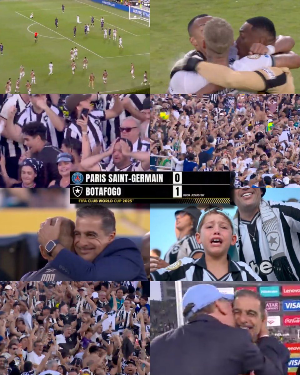 Los jugadores corriendo por toda la cancha de la emoción. Compañeros abrazándose con una alegría incontenible. El dueño del Botafogo dándole un beso al entrenador Renato Paiva. Aficionados llevándose las manos a la cabeza por no poder creer lo que vivieron. Niños llorando de