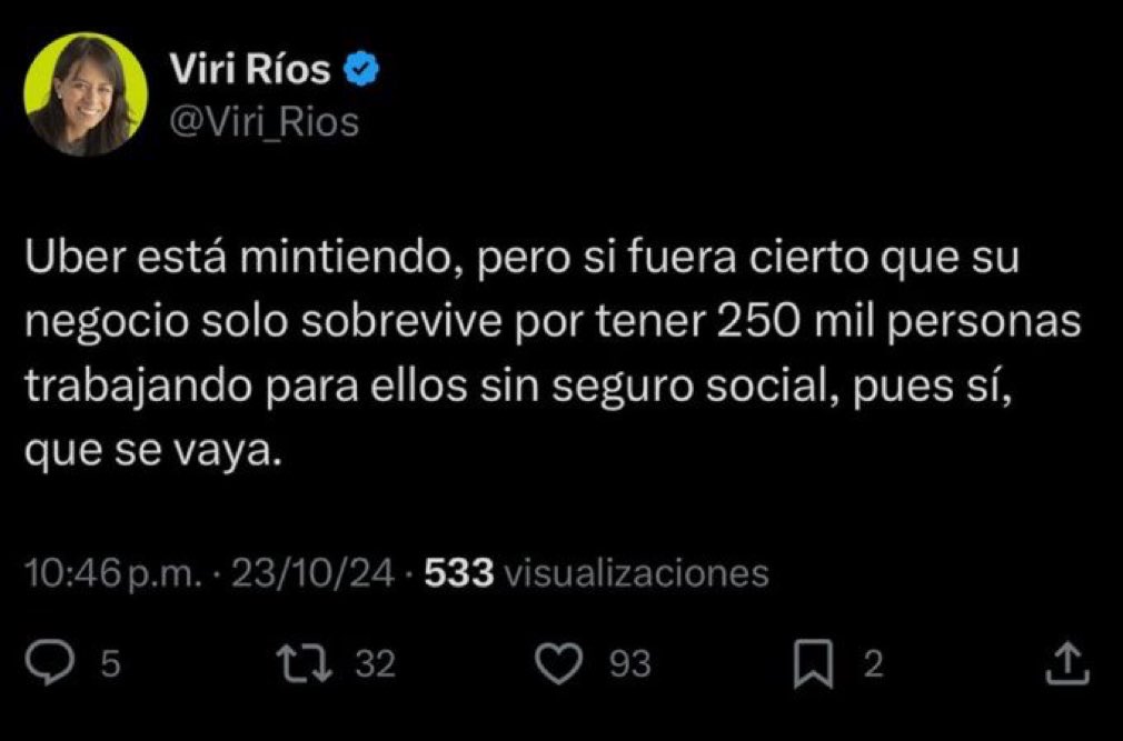 La chaira dijo pues si que se vaya Uber…

Y que se queden sin comer 250 mil familias mexicanas. 

Los chairos cada día más pende@/s.