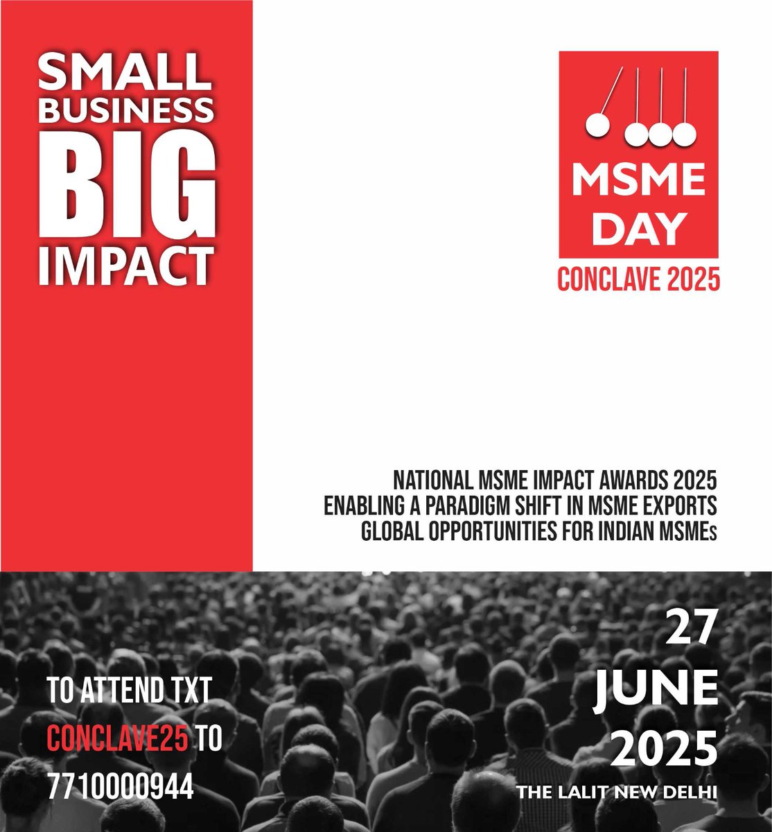 Watch this space ... For International MSME Day on 27th June 2025

India SME Forum presents the MSME Day Conclave 2025 –
a power-packed day with Experts, Policymakers and recognising the changemakers shaping the MSME ecosystem.
Plus, an exclusive surprise for MSME Exporters!

📍