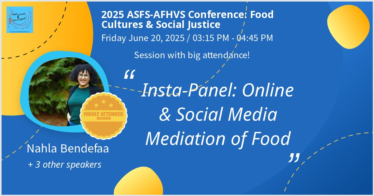 Another June busy with conferences!

After #ICA25, I will be presenting two papers tomorrow at the 2025 <a href="/ASFS_org/">ASFS</a>-<a href="/afhvs_org/">The Agriculture, Food, & Human Values Society</a> Conference: Food Cultures &amp; Social Justice as part of the panel titled "Insta-Panel: Online &amp; Social Media Mediation of Food." Hoping for a great turnout!