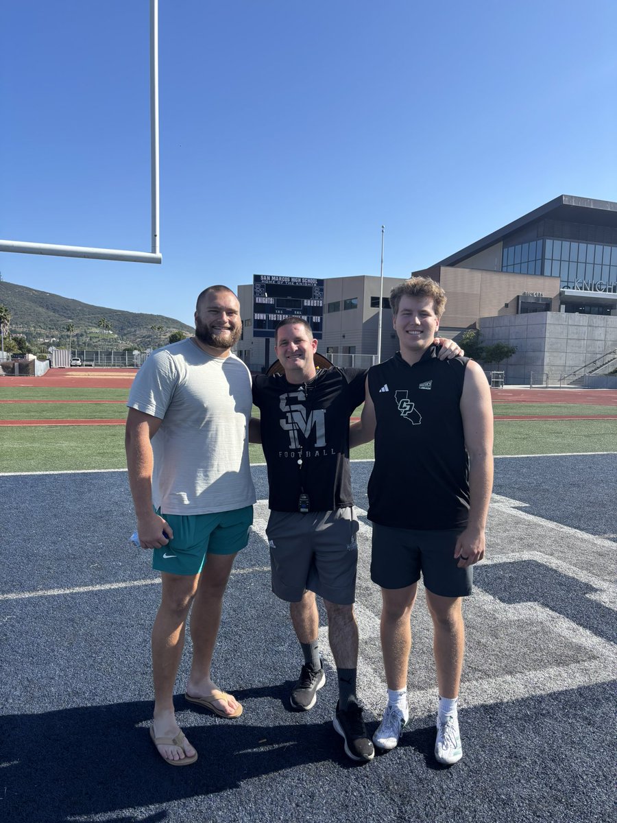 Why not San Marcos… we have kids in college and we have kids in the NFL! Loved having <a href="/andrew_meyer50/">Andrew Meyer</a> and Jake Vorhees out at practice! Loved Coach Carroll’s message! Those kids walked the halls at San Marcos just like you guys do now!
#GoKnights