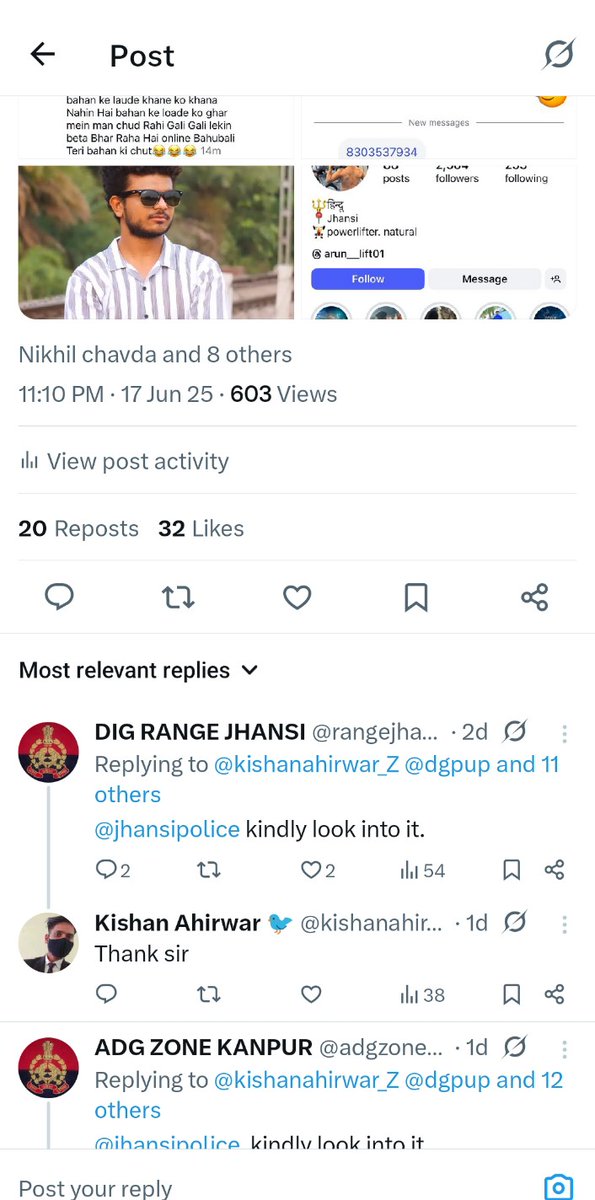 Kishan Ahirwar (@kishanahirwar_z) on Twitter photo एक संतरी जहरीली विचारधारा ने एक और ब्राह्मण युवा का शिकार कर लिया ।
अब ना पासपोर्ट बनेगा, ना सरकारी नौकरी कर पाएगा और ना अब गैर संवैधानिक EWS आरक्षण का लाभ ले पाएगा।
Thanks <a href="/rangejhansi/">DIG RANGE JHANSI</a> and <a href="/adgzonekanpur/">ADG ZONE KANPUR</a> 🙏 एक संतरी जहरीली विचारधारा ने एक और ब्राह्मण युवा का शिकार कर लिया ।
अब ना पासपोर्ट बनेगा, ना सरकारी नौकरी कर पाएगा और ना अब गैर संवैधानिक EWS आरक्षण का लाभ ले पाएगा।
Thanks <a href="/rangejhansi/">DIG RANGE JHANSI</a> and <a href="/adgzonekanpur/">ADG ZONE KANPUR</a> 🙏
