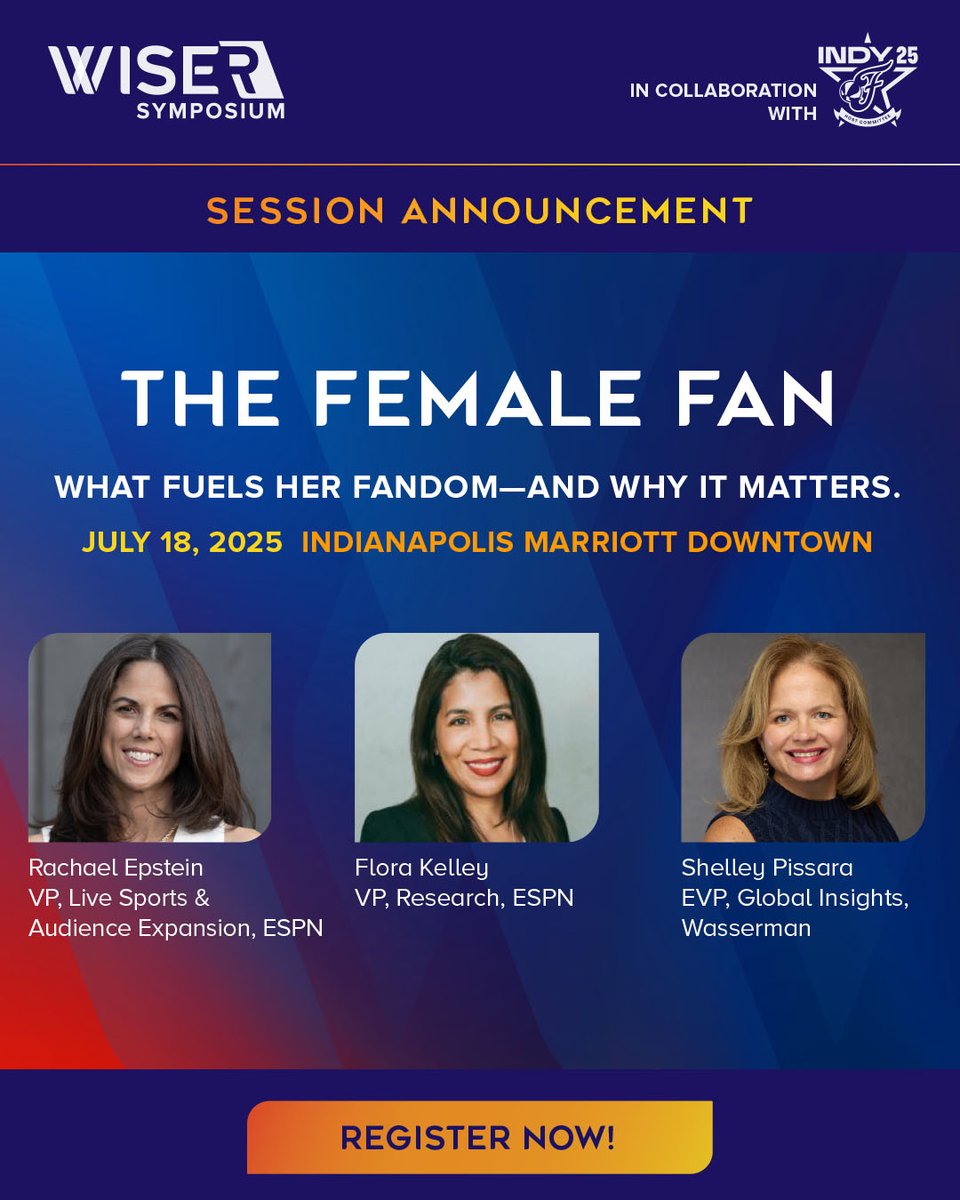 📣 Get a sneak peek at some of the incredible voices you’ll hear from at the WISE/R Symposium!
This can’t-miss event is the perfect way to kick off your #WNBAAllStar2025 weekend right here in Indianapolis. 

Register now: bit.ly/4kHh5vR (or through the link in our bio)