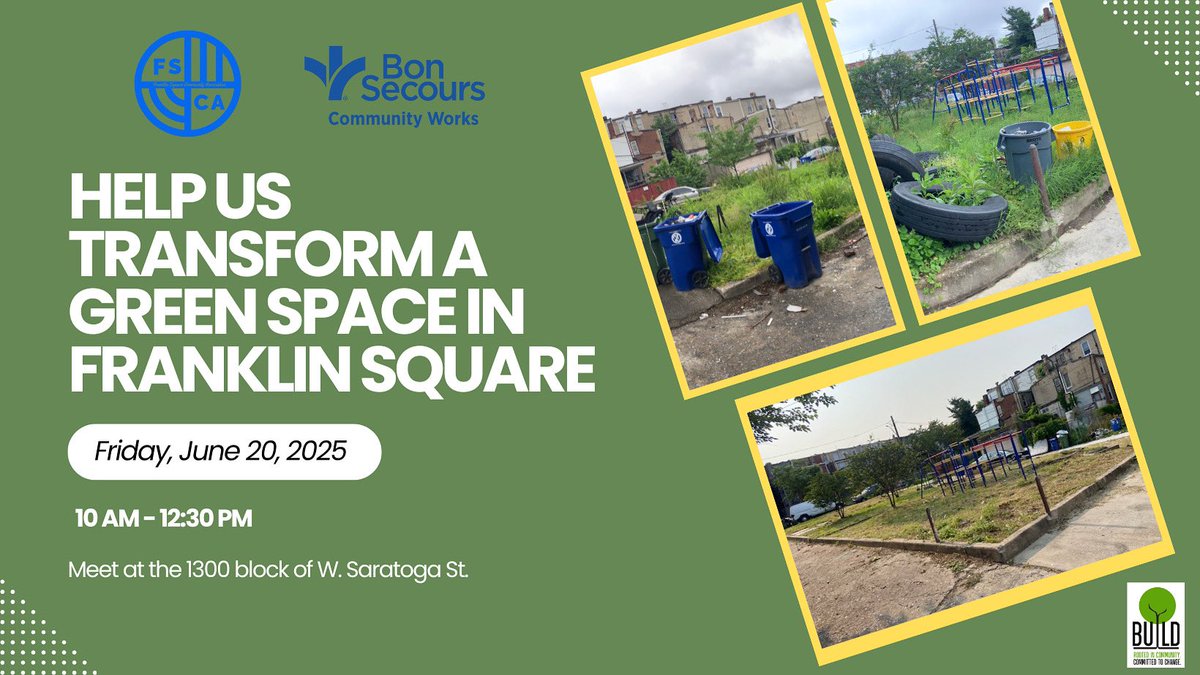 BUILDBaltimore (@buildbaltimore) on Twitter photo Join us tomorrow in Franklin Square with the Franklin Square Community Assoc. <a href="/BonSecours/">Bon Secours</a> <a href="/GHBC1617/">Greater Harvest Baptist Church Baltimore</a> and more! Help us transform a green space and build community. Join us tomorrow in Franklin Square with the Franklin Square Community Assoc. <a href="/BonSecours/">Bon Secours</a> <a href="/GHBC1617/">Greater Harvest Baptist Church Baltimore</a> and more! Help us transform a green space and build community.