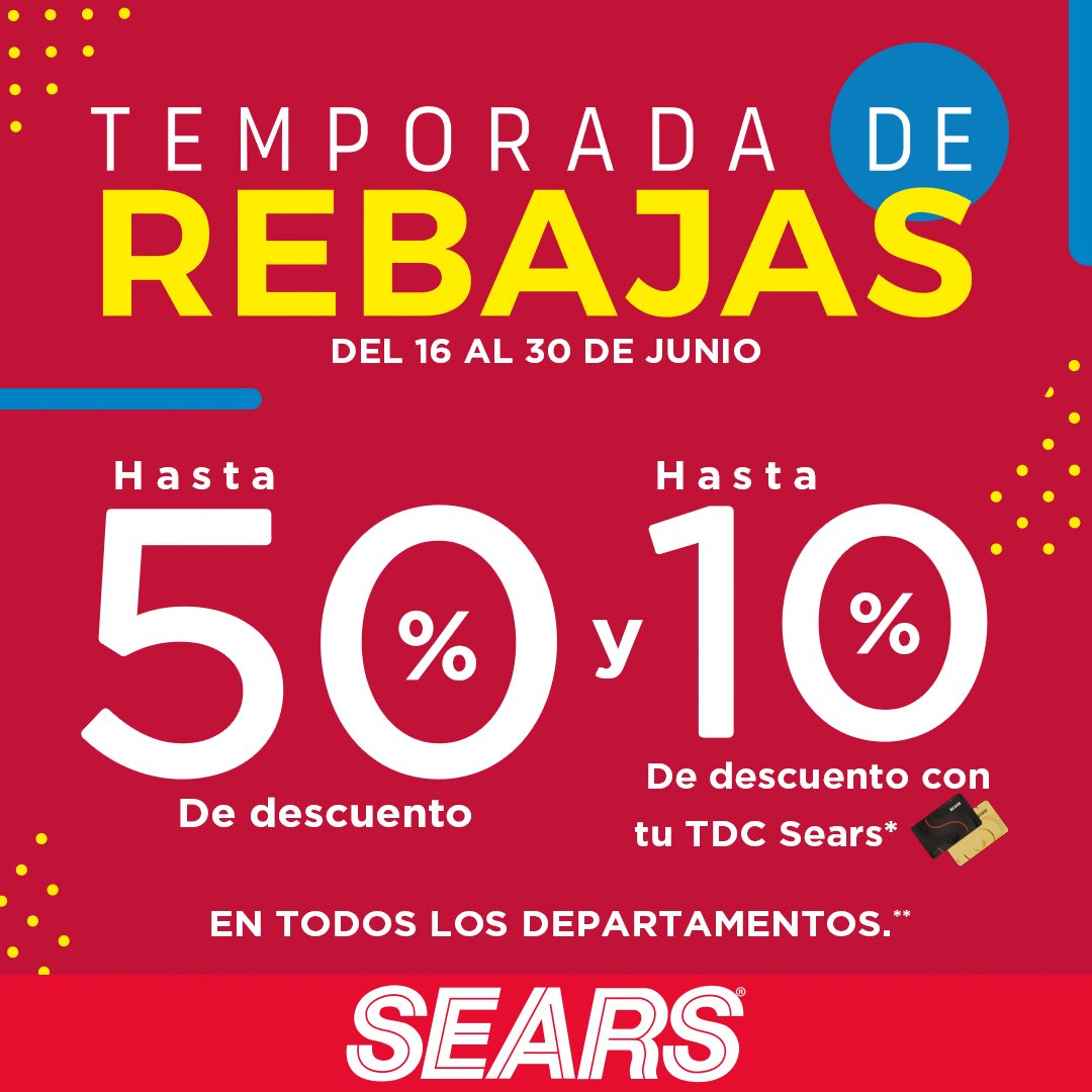 La espera terminó… ¡Llegaron las rebajas que te hacen sonreír! 🛍️🎉 

No camines, corre a tu tienda Sears favorita o en línea 👉🏼 buff.ly/4pLsu2C

*Consulta las bases en sears.com.mx 

#SearsMeEntiende