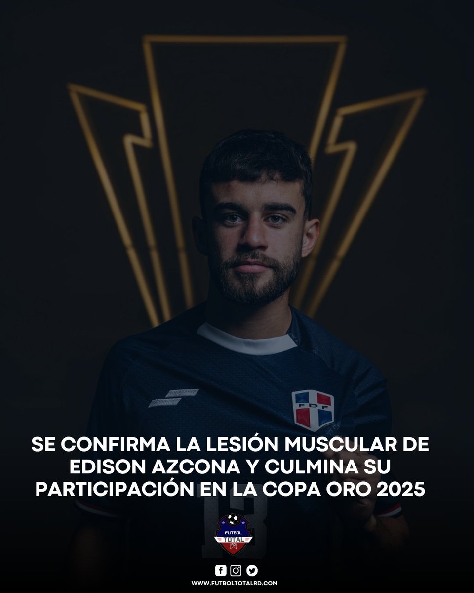 Se confirma la Lesión de Edisón Azcona🚨

La <a href="/sedofutbol/">Selección Dominicana de Futbol</a> anuncio la lesión de Edison Azcona la cual fue en la pierna izquierda durante el entrenamiento el pasado martes 17 de junio.

El jugador estará en rehabilitación con su Club.

#copaoro #sedofutbol #goldcup