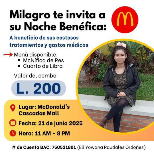 Aquí les dejamos el afiche para que ayudemos a Milagros: