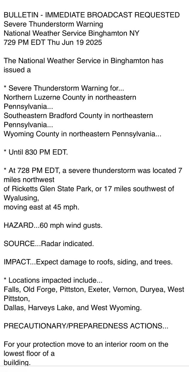 Looks like I spoke too soon…

🚨Severe Thunderstorm Warning🚨 for NEPA until 8:30pm
#NEPA #PAwx