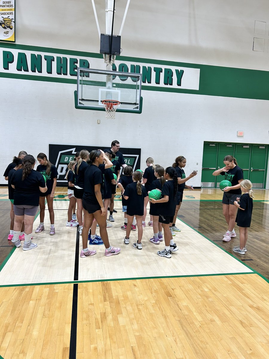 Wrapped up Day 4 of our Jr. Basketball Camp! The energy, the smiles, the effort—this is what culture looks like. Loved seeing our older girls lead with heart. These young hoopers are the future of our program, and the legacy is in great hands. 🏀💚 #TheDerbyWay