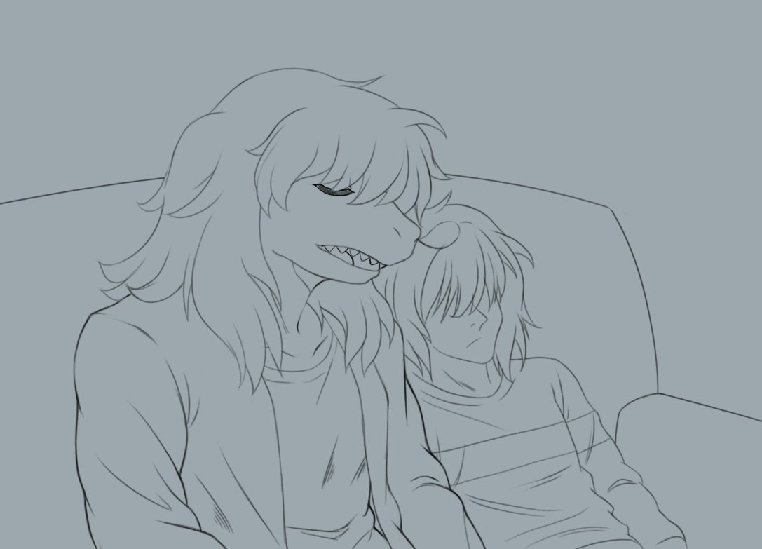 Still alive, just been working on my game. Anywhere here's peak ship to tide you all over. Might colour it, probably not.

#deltarune #krusie