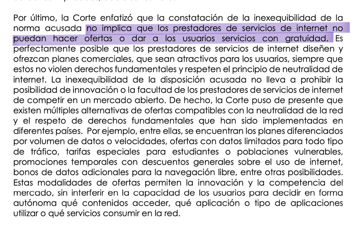 El Veinte (@elveinteorg) on Twitter photo El comunicado de la <a href="/CConstitucional/">Corte Constitucional</a> sobre el caso de #ZeroRating dice que la decisión “no implica que los prestadores de servicios de internet no puedan hacer ofertas o dar a los usuarios servicios con gratuidad”. (1/2) El comunicado de la <a href="/CConstitucional/">Corte Constitucional</a> sobre el caso de #ZeroRating dice que la decisión “no implica que los prestadores de servicios de internet no puedan hacer ofertas o dar a los usuarios servicios con gratuidad”. (1/2)