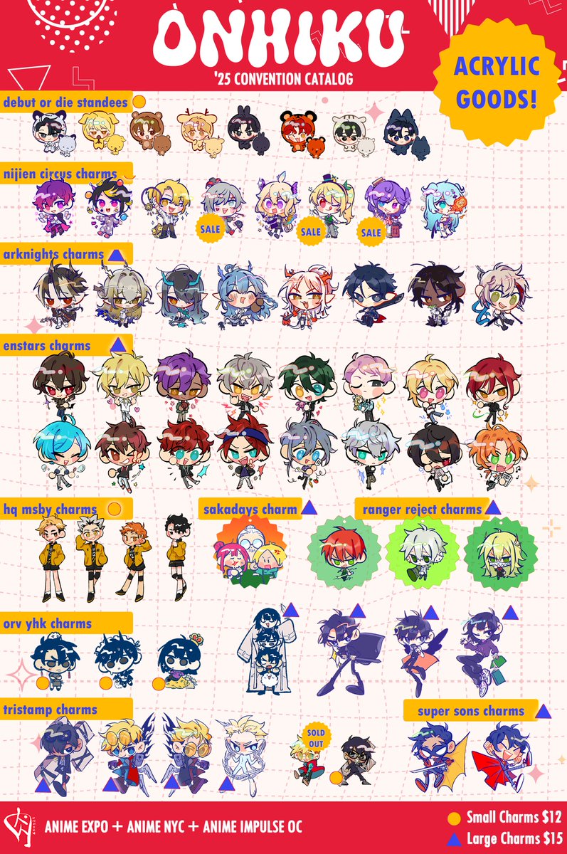 onhiku's tweet image. ✨🥩2025 Convention Catalog! 🥩✨
🥓Cons: AX25, ANYC25, AIOC
🥓Fandoms: GSGW/GDCG, ORV, DoD, Alien Stage, Raidou Kuzunoha, HQ!!, One Piece, NijiEN, Arknights, Enstars + more!
🥓Stamp rallies + freebies will be added in replies!
#AXArtistAlley2025 #AX2025ArtistAlley #AXcatalog