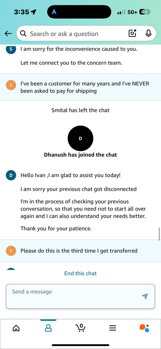 IQuiasua's tweet photo. @amazon your customer service is by far the worst I’ve experienced. When you try to explain the situation, they talk over you. I purchase a third party vendor product. I am trying to return it and I am not getting any help. I tried the chat now feature and they kept transferring https://t.co/YCNaQkmKw6