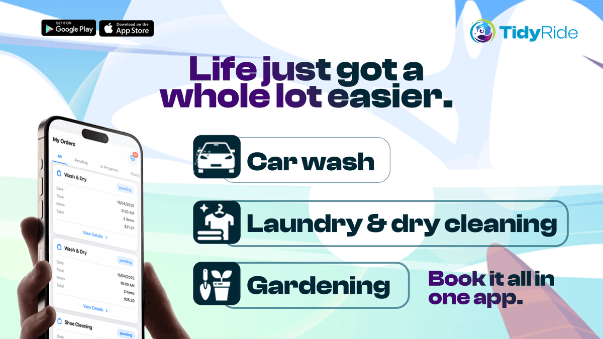 usetidyride's tweet photo. Life just got easier.

🧺 Laundry pickup

🚗 Car wash

🌿 Gardening and much more

📲 Book it all in one app — TidyRide.

Now on App Store &amp; Google Play

#TidyRide #CleanWithoutCleaning #CanadianApp #LaundryHack #GardenCare #MobileCarWash https://t.co/pWzOUfy39F