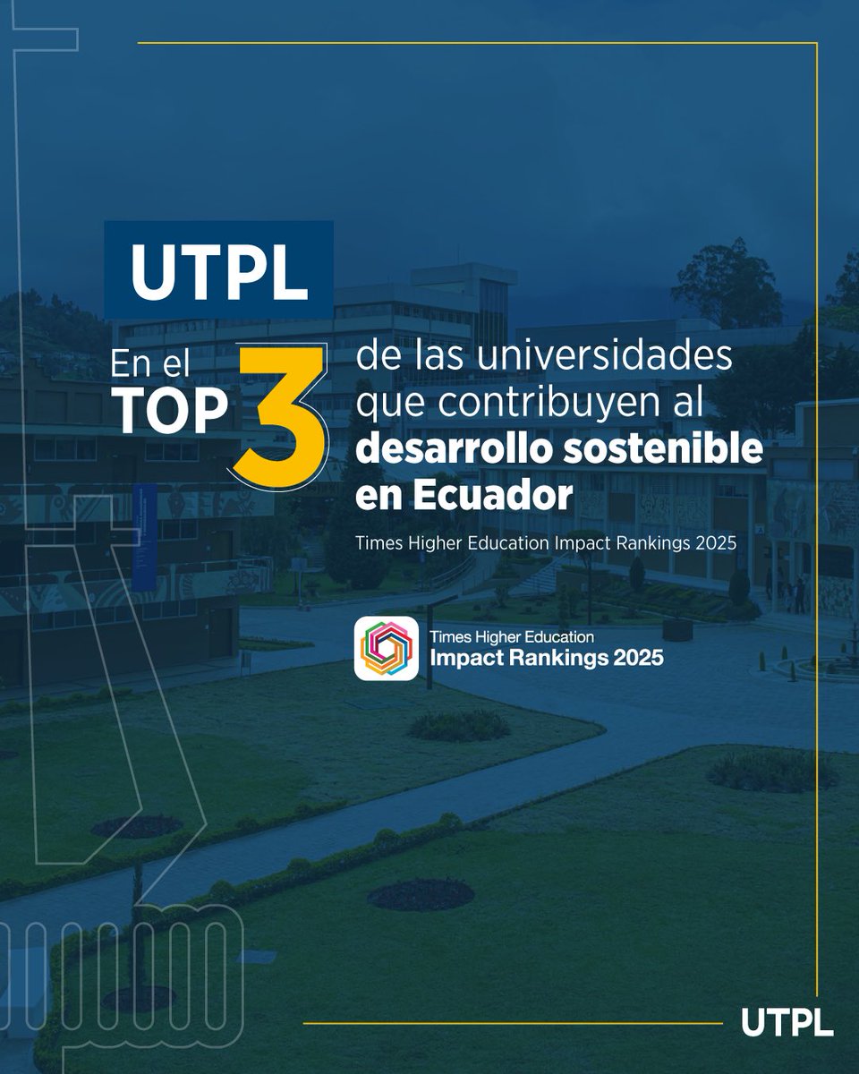 ¡La UTPL sigue marcando impacto global! 🌍✨

El ranking THE Impact Rankings 2025 nos reconoce entre las universidades líderes en sostenibilidad, gracias a nuestro compromiso con los ODS a través de la investigación, la gestión responsable, la vinculación y la formación integral.