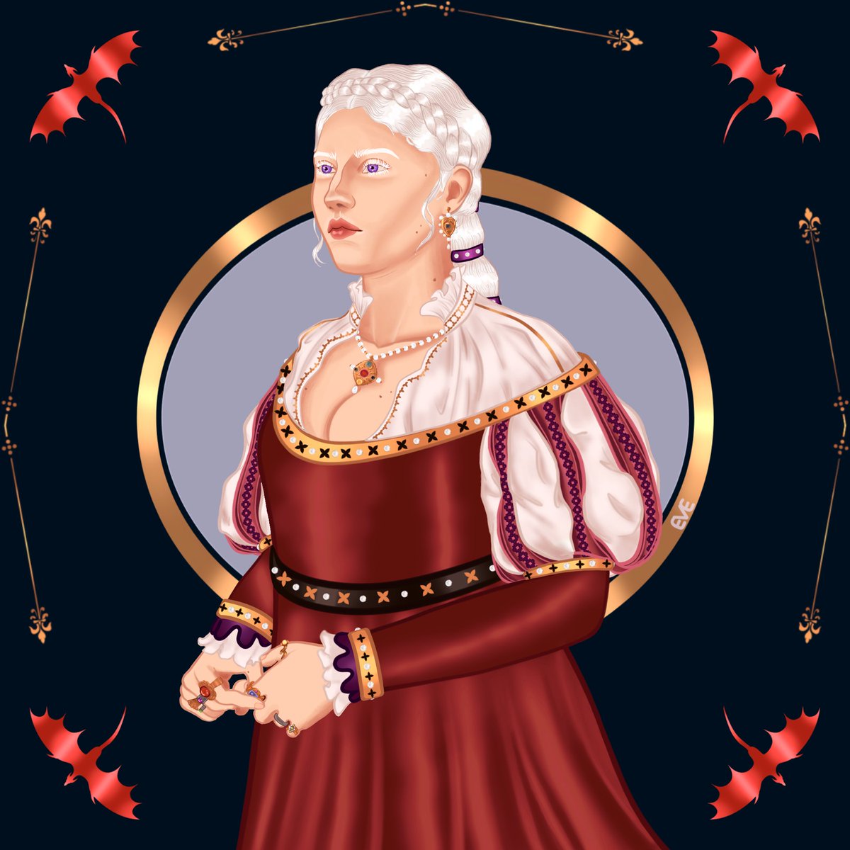 Rhaenyra in the finest court fashion ⚜️🔥 #asoiaf