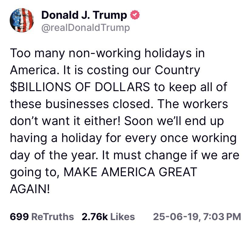 Fun fact - 

The average American working a full time job works 262 days a year,
With an average salary of $60,000 annually.

The average Congressman/woman works 150 days per year,
With an annual salary of $174,000 with free healthcare.

The President of the United States fucks