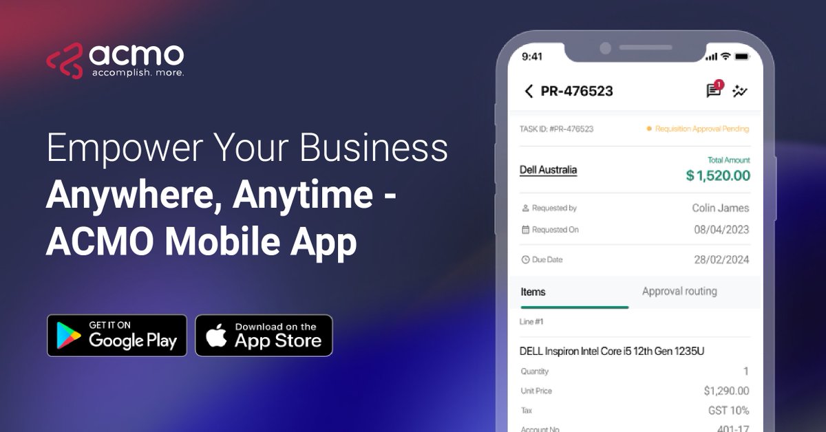 acmoau's tweet image. Approve. Track. Manage. Wherever you are.
ACMO Mobile puts control in your pocket, 24/7.
💼 Get business done on the go!
#MobileWorkflow #BusinessOnTheGo #ACMOApp