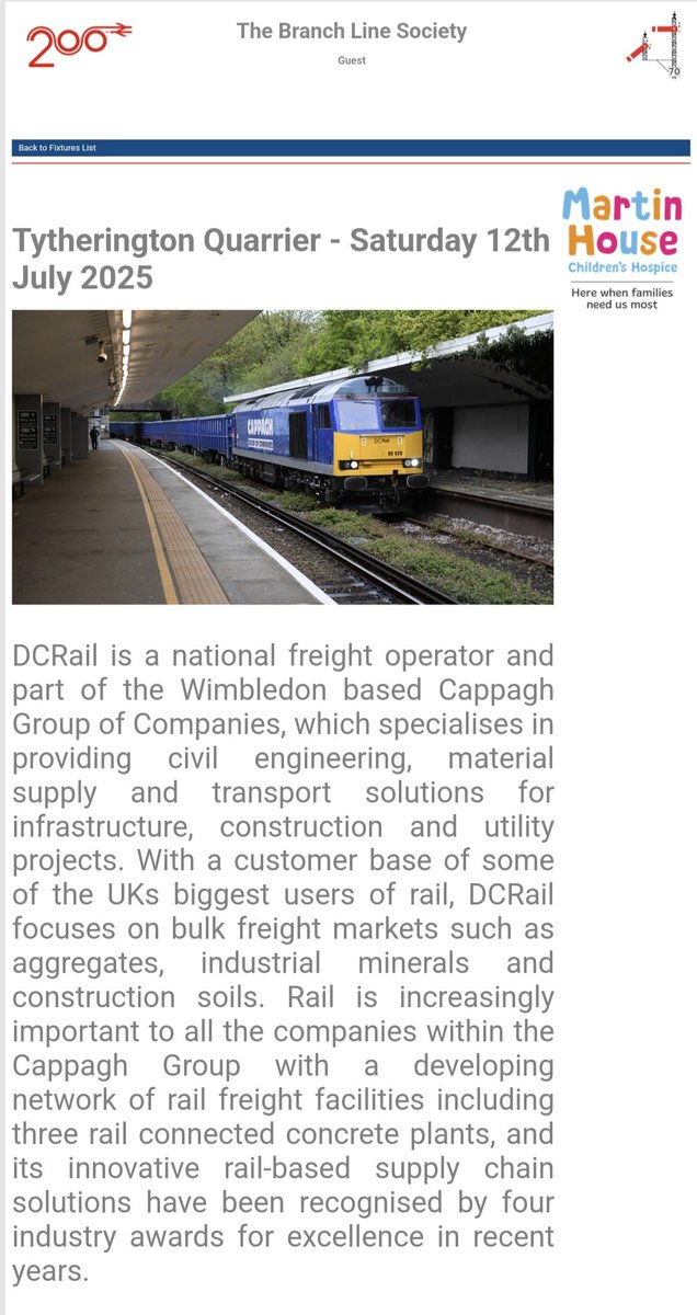 The BLS have announced a charter featuring 2x DC Rail Class 56s and Class 60s, operated by GB Railfreight on Saturday 12th July with proceeds going towards Martin House Children's Hospice. Details available on the BLS website, on the fixtures page: branchline.uk/fixture.php