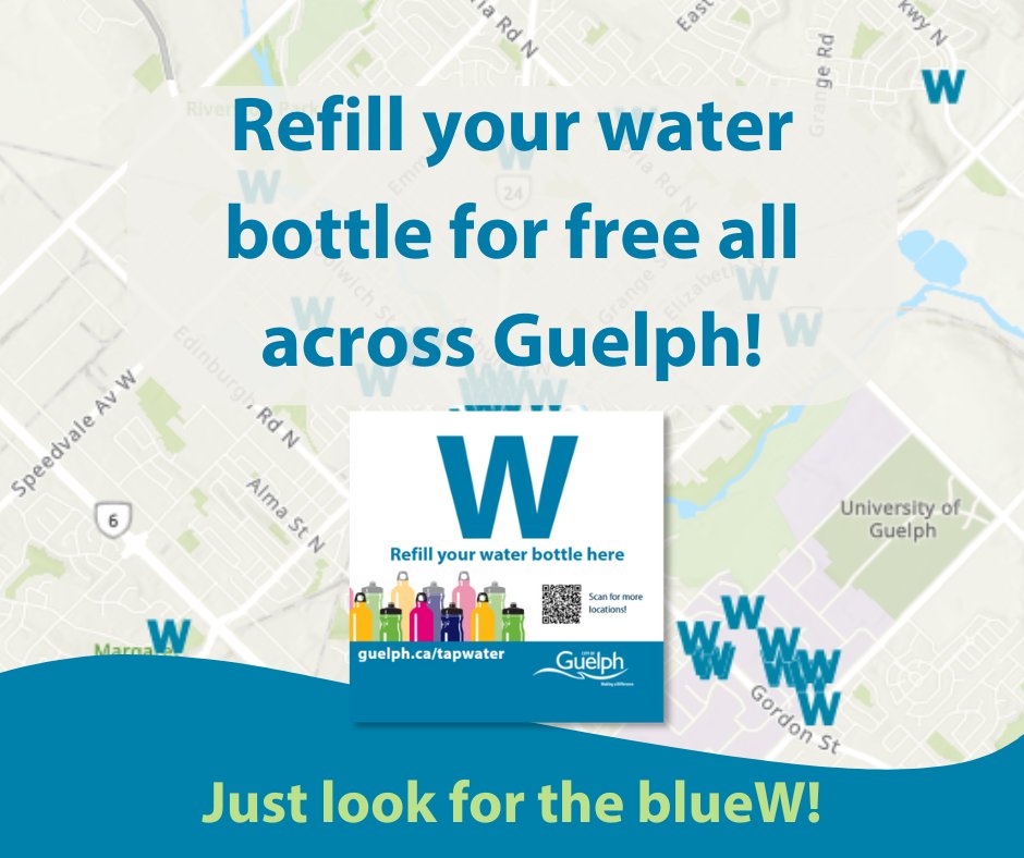City of Guelph (@cityofguelph) on Twitter photo Did you know that there are more than 35 businesses in Guelph that allow residents and visitors to refill their reusable bottles with clean, safe, refreshing tap water, for free? All you have to do is look for the blueW decal or visit guelph.ca/tapwater. 💧 Did you know that there are more than 35 businesses in Guelph that allow residents and visitors to refill their reusable bottles with clean, safe, refreshing tap water, for free? All you have to do is look for the blueW decal or visit guelph.ca/tapwater. 💧