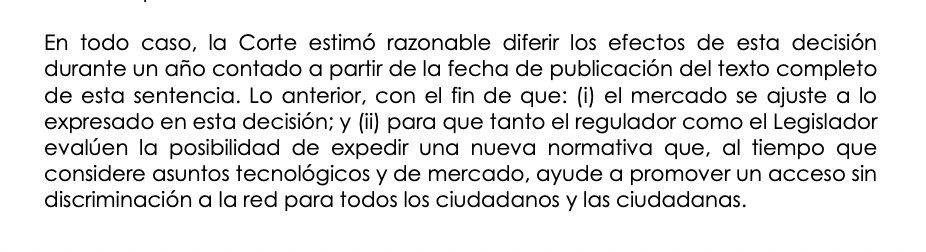 El Veinte (@elveinteorg) on Twitter photo El comunicado de la <a href="/CConstitucional/">Corte Constitucional</a> sobre #ZeroRating dice que habrá un año para que las telefónicas y el entre encargado regulen el tema, con la protección de la conectividad como principio: El comunicado de la <a href="/CConstitucional/">Corte Constitucional</a> sobre #ZeroRating dice que habrá un año para que las telefónicas y el entre encargado regulen el tema, con la protección de la conectividad como principio: