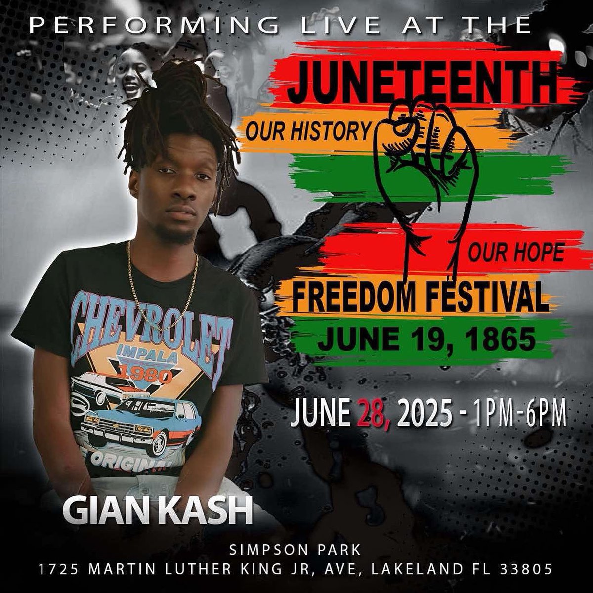 Gian_Kash's tweet image. Happy Juneteenth ✊🏿. June 28th we at Simpson Park with it. Home turf. Let’s pop out and have a great time!

1725 Martin Luther King Jr Ave, Lakeland, Fl. 33805

#giankash #lakeland #polkcounty #juneteenth