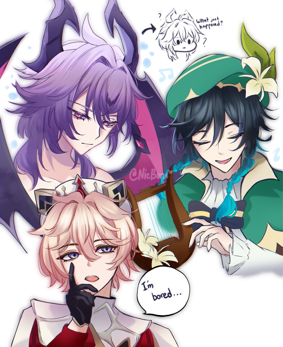 NicBuns's tweet image. Art Request rkgk💙 #Durin #Venti  #Dahlia