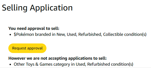 Used to not be able to even apply for Pokemon on Amazon

I can now atleast apply 

Will be huge if I can get ungated