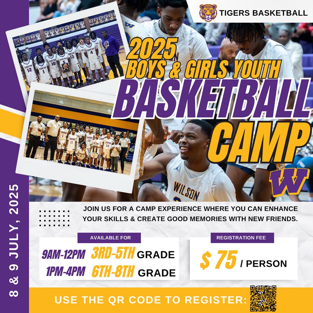 🚨 CAMP DATE CHANGE 🚨
Tigers Basketball Family — please note an important update regarding our 2025 Boys &amp; Girls Youth Basketball Camp!

🗓 New Dates:
July 8th &amp; 9th, 2025
(Originally scheduled for July 14th &amp; 15th)

📍 Same great experience, just new dates!