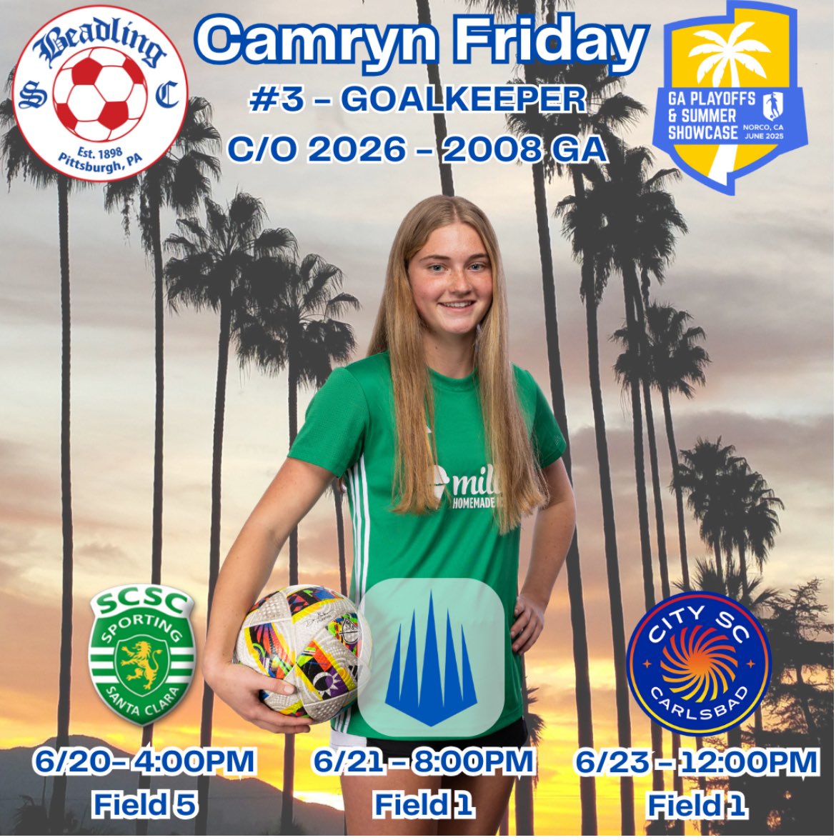 CamFriday3 (@camfriday3) on Twitter photo Excited to be here in Cali with my <a href="/Beadling08GA/">Beadling 2008 GA</a> team to compete for a spot in the finals. Our schedule is below⬇️ <a href="/BeadlingSoccer/">Beadling Soccer Club</a> <a href="/TopDrawerSoccer/">TopDrawerSoccer</a> <a href="/NCAASoccer/">NCAA Soccer</a> <a href="/DCSportTraining/">DC Sports Training</a> Excited to be here in Cali with my <a href="/Beadling08GA/">Beadling 2008 GA</a> team to compete for a spot in the finals. Our schedule is below⬇️ <a href="/BeadlingSoccer/">Beadling Soccer Club</a> <a href="/TopDrawerSoccer/">TopDrawerSoccer</a> <a href="/NCAASoccer/">NCAA Soccer</a> <a href="/DCSportTraining/">DC Sports Training</a>