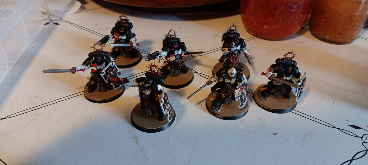 <a href="/AveImperatoris/">Brother Nikolaus, Emperor’s Champion</a> <a href="/the_unknown1222/">Rogal Dorn</a> Raven Guard Bladeguard Veterans. Led by Lieutenant Tckachuk with his Neo Volkite Pistol and Sergeant Verhaeghe. They usually start in reserve and swoop in to deal with any unit that gets too close to the board edge.