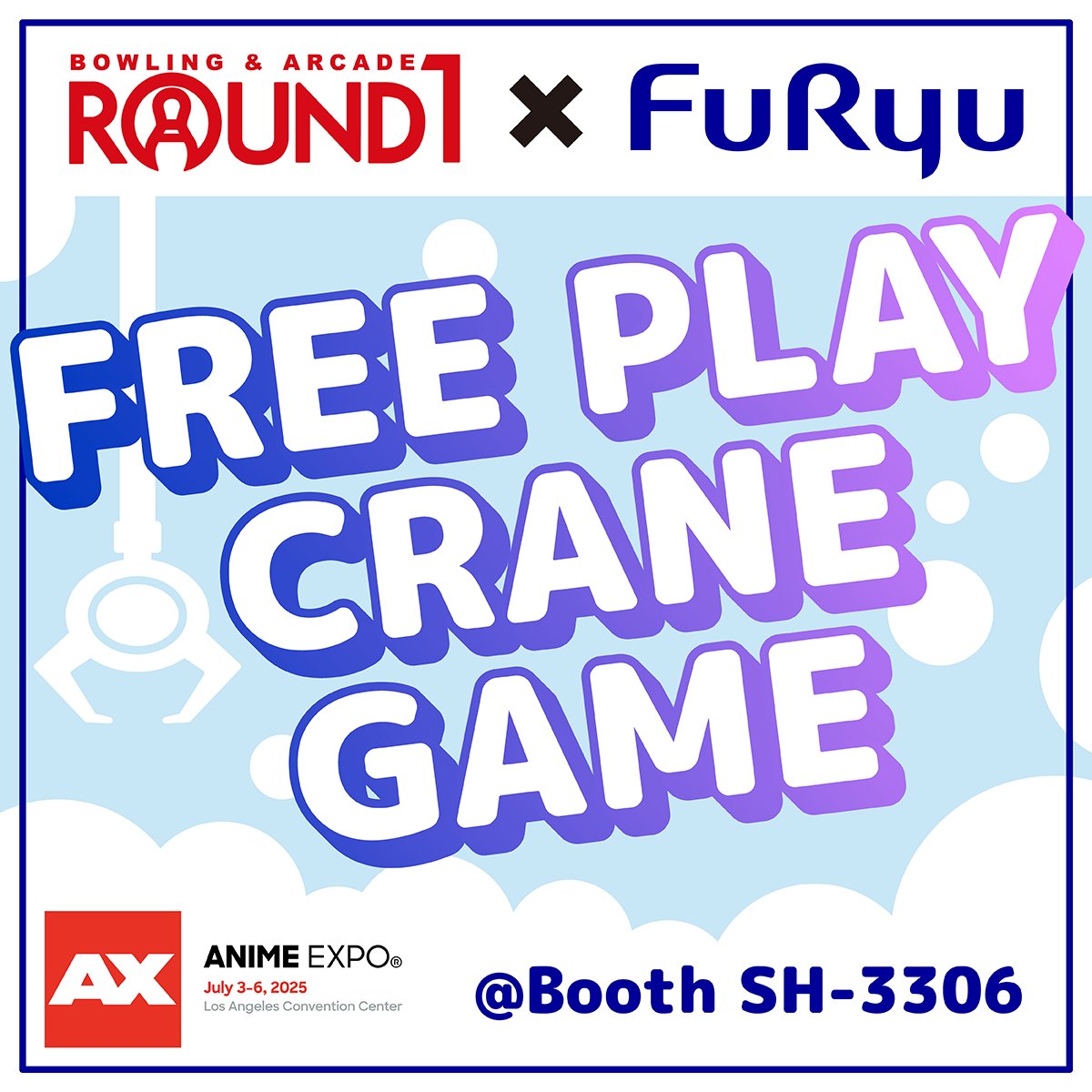 FURYU_collectib's tweet image. ／
Round1 x FURYU Collaboration Giveaway!
＼ 

Visit FURYU booth at #AX2025 for a chance to win a FREE 
#hololive or #NemunekoCat plush in our exclusive crane game! 🎯🧸

Can’t make it to the event? No worries—these plushies are also available at ROUND1 in the US! Stop by your…
