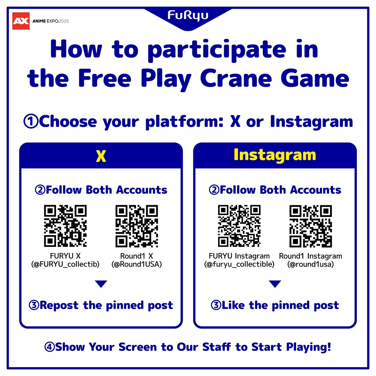 FURYU_collectib's tweet image. ／
Round1 x FURYU Collaboration Giveaway!
＼ 

Visit FURYU booth at #AX2025 for a chance to win a FREE 
#hololive or #NemunekoCat plush in our exclusive crane game! 🎯🧸

Can’t make it to the event? No worries—these plushies are also available at ROUND1 in the US! Stop by your…