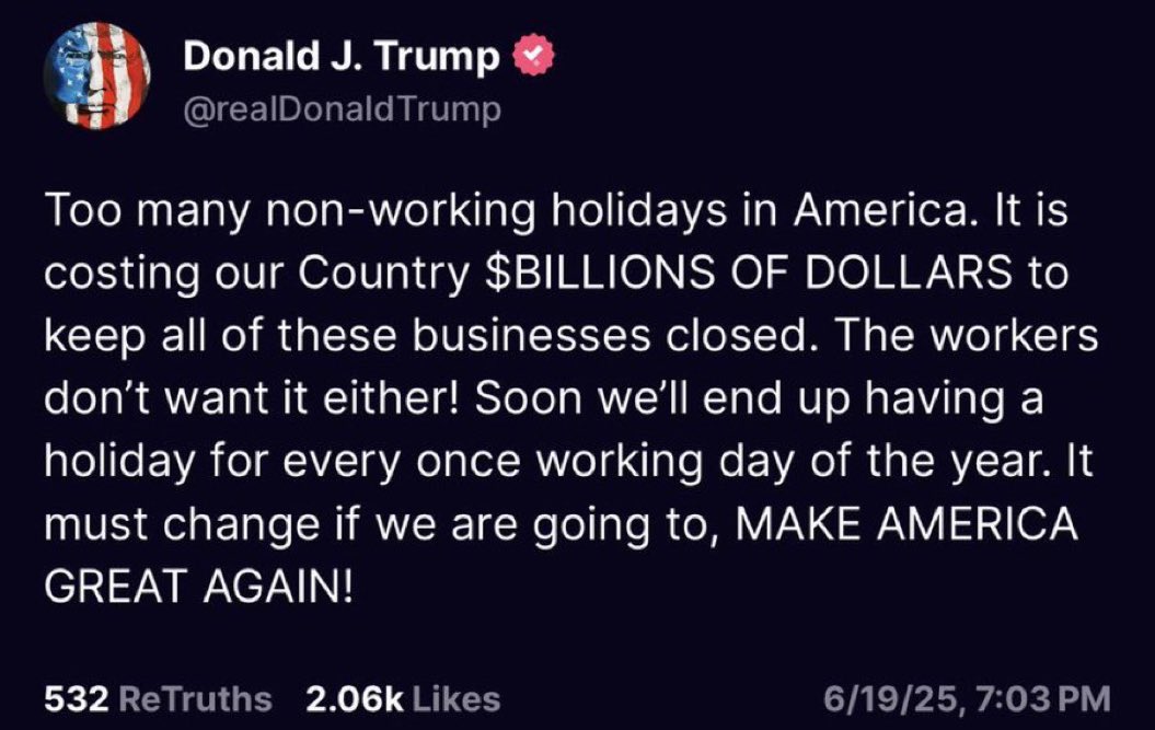 Interesting that Dear Leader picked today to post this. Just a coincidence we’re sure. 

“Why I want a holiday? (Damn it, 'cause I wanna)”

-Chuck D of Public Enemy