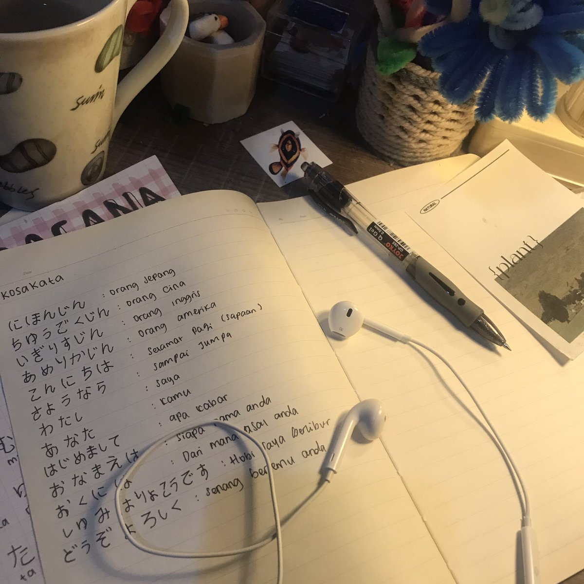 karena semalem aku bosen, jadi aku nulis kosakata bahasa jepang aja dari Linggodeer